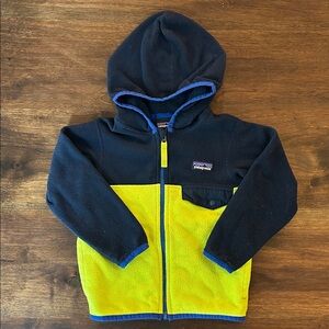 Patagonia Snap-T Toddler Neon Yellow and Navy Fleece Jacket